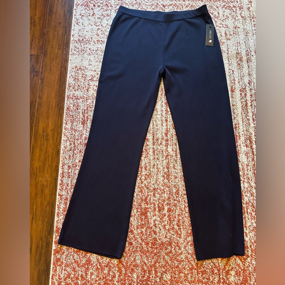 NWT Misook Wide Leg Tailored Pant Sz 1X Deep Navy
